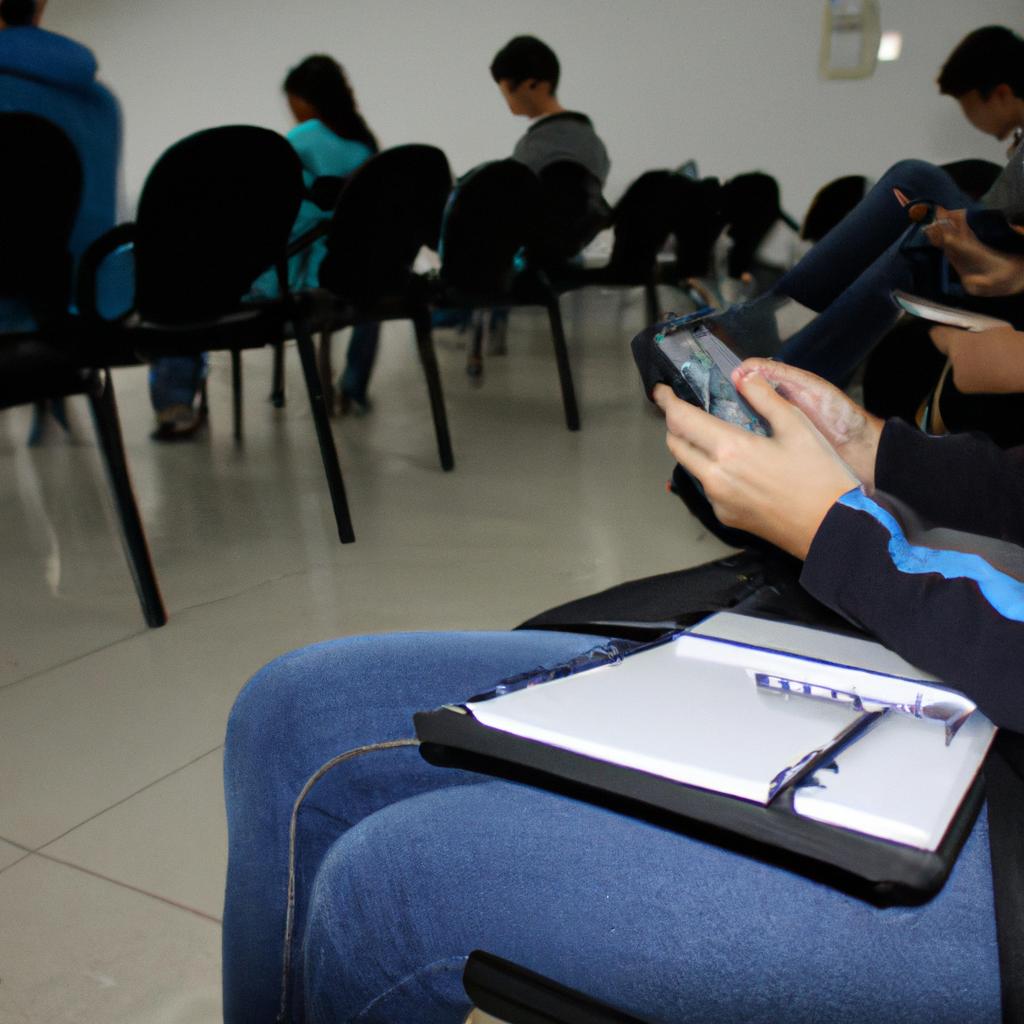 Person using technology in classroom